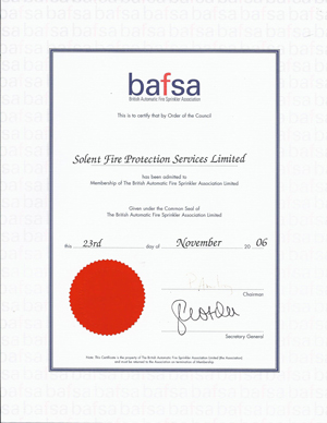 BAFSA Certificate